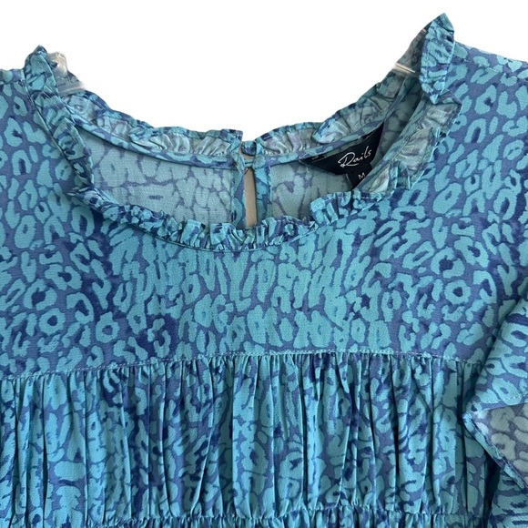 NWT RAILS Flora Jewel Cheetah Blouse Top Sz Medium Blue - Picture 4 of 16